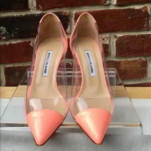 SOLD Manolo Blahnik Peach Cap Heel 37.5 Rare